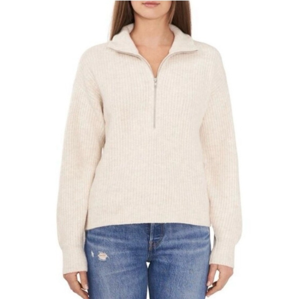 Vince Camuto Cream Knit Half-Zip Sweater
